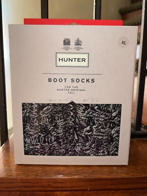 ◇HUNTER◇ UNISEX Original 6 Stitch Cable Tall Bootsocks Gra Hunter Recycled 6 Stitch Cable Cuff Tall Boot Socks - Black
