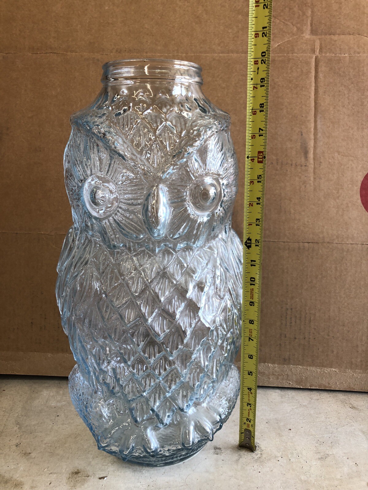 Vintage Glass Owl Jar The Wise Old Owl Large Container No Lid eBay