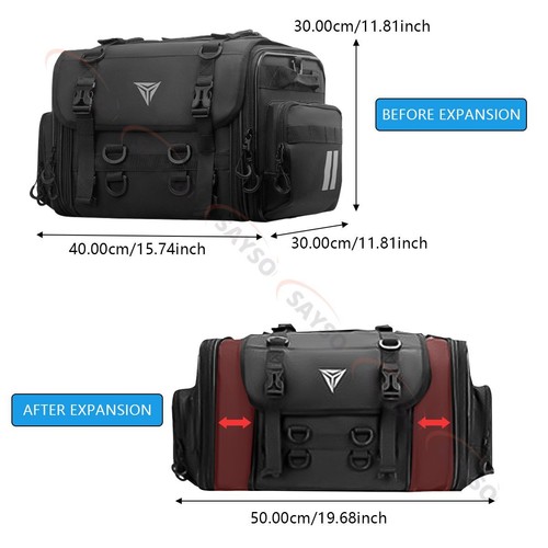 Bolsa trasera para moto 30L-45L Bolsas de equipaje de viaje Impermeable Bolsa de maletero trasera - Imagen 3 de 12