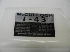AIR FILTER COVER DECAL FOR McCULLOCH 1-43 CHAINSAW   -----  DRAWER 25