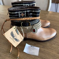 Emonk Ibiza Ankle Boots-Handmade in Spain-Leather Boho Boots-Women's Size 38