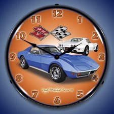 1971 Corvette Stingray Blue Wall Clock Led Lighted 1971 Corvette Stingray Blue Wall Clock Led Lighted