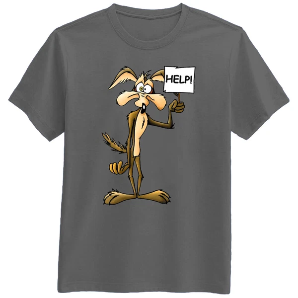 Help Wiley Coyote Fox Dog Cartoon Mascot Vector Retro Funny T Shirt Tee Gift New