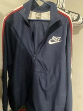 Large Dark Blue With Read And White Line Nike windbreaker jacket