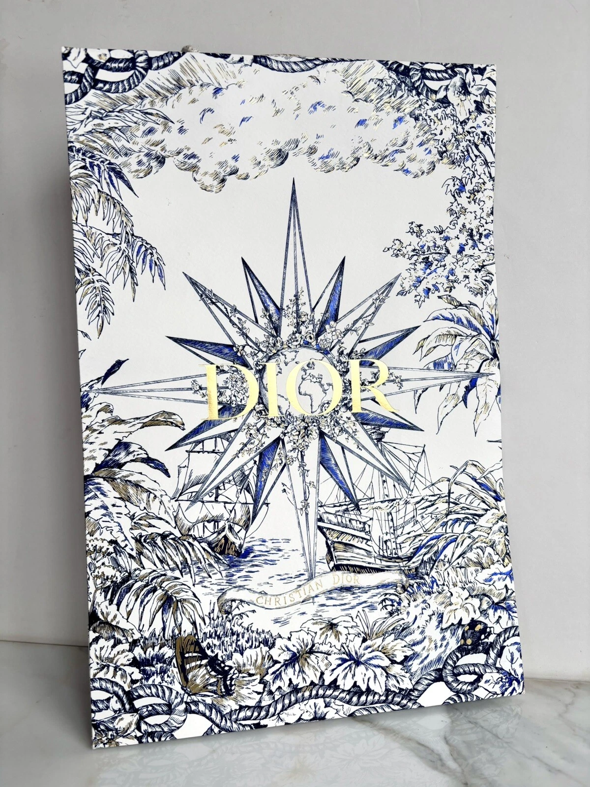 NEUF RARE Authentique sac cadeau toile nautique Dior 2022 vacances 15 x 10 x 5 po