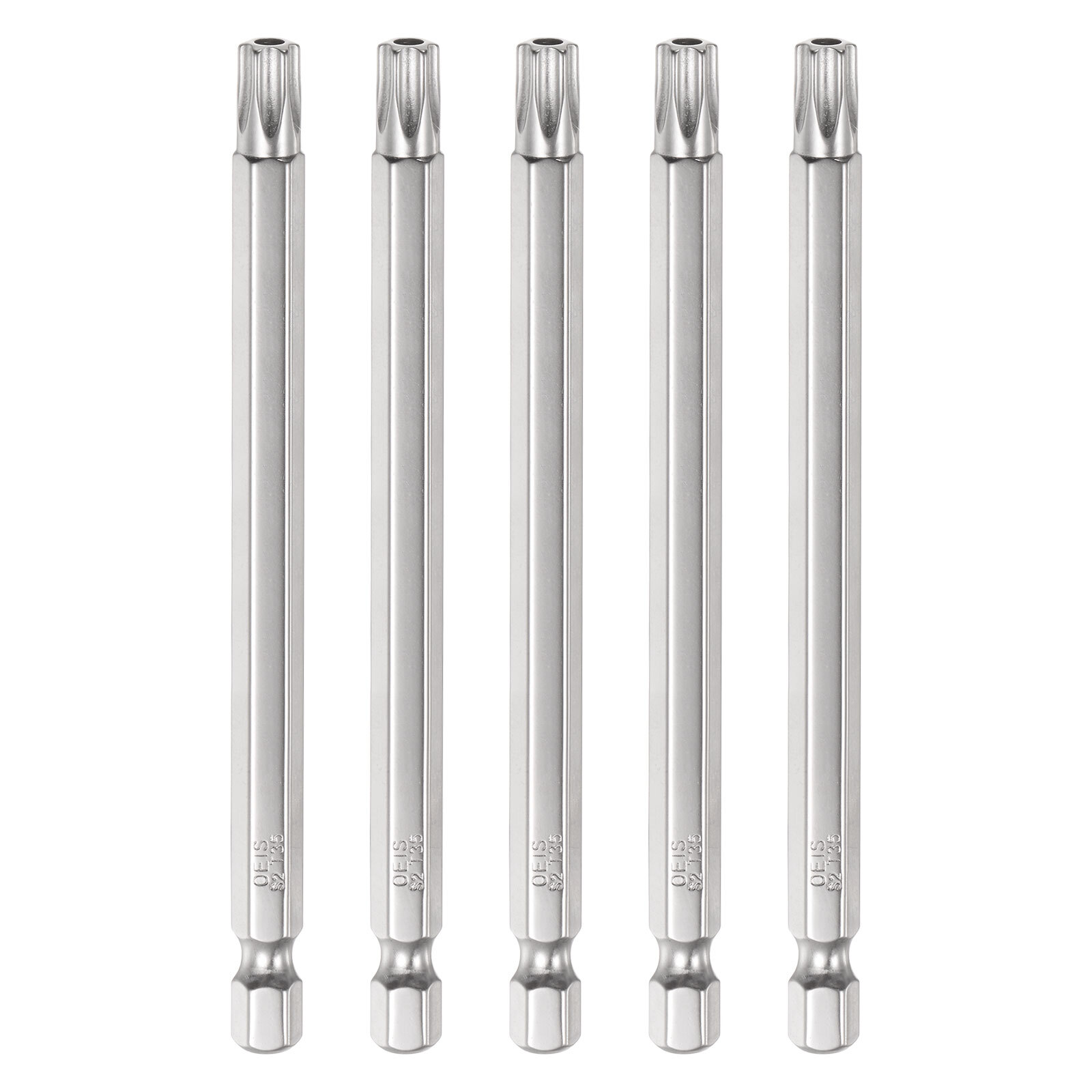 5Pcs T35 Torx Bit 1/4 Hex Shank 4 Inch S2 Steel Drill Bits