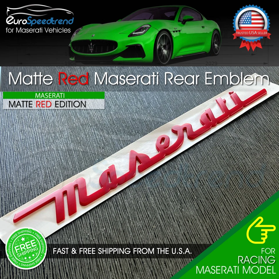 Maserati Matte Red Emblem 3D Trunk Logo Badge Nameplate 1PC GT Ghibli Levanti - Imagem 2 de 2