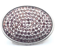 Handmade chunky oval shape purple Rhinestone antique silver metal Belt Buckle