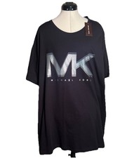 Michael Kors Men's Black S/S Graphic Logo 100% Cotton Casual T-Shirt|Size:3XL