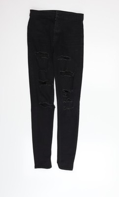 Topshop Damen schwarz gerade Jeans Größe 10 L32 in