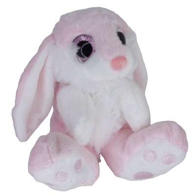 Rosa weiß Plüsch Hase Kaninchen Stofftier Glitzeraugen Kinder Teddy