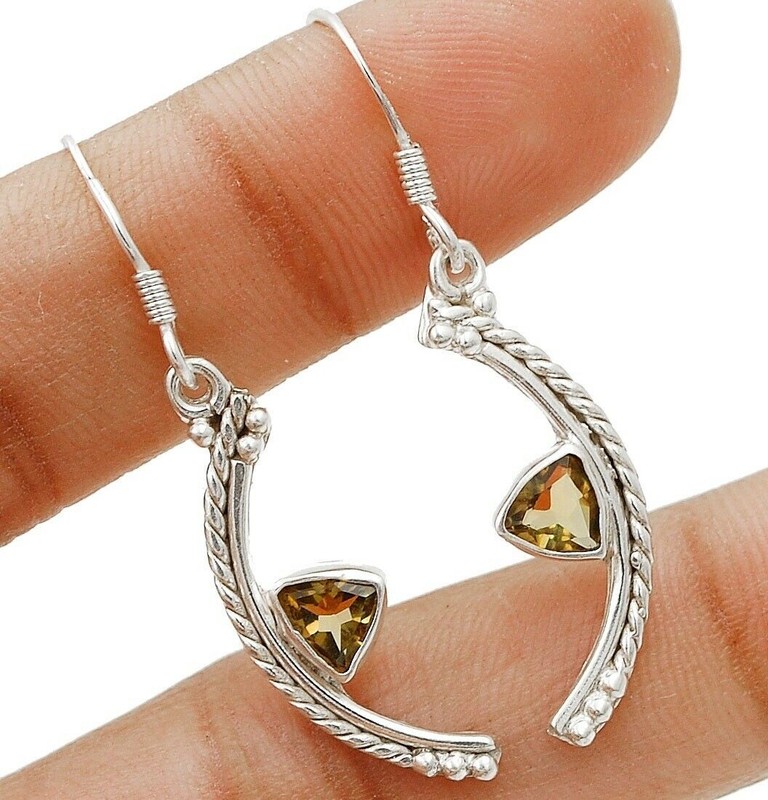 Natural Smoky Topaz 925 Sterling Silver Earrings Jewelry 1 2/3'' Long @12-8