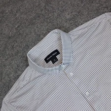 Mizzen+Main Button Up Shirt Men's 2XL Short Sleeve Trim White Blue