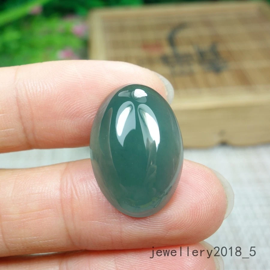 Сертифицированный ледяной зеленый 100% натуральный жадеит нефрит овальный кабошон 鸽子蛋蛋面 戒面 - Изображение 3 из 4