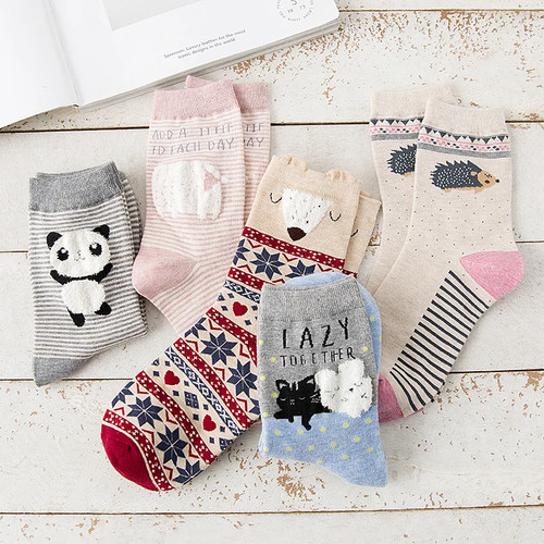5 pares de calcetines de algodón para mujer, nuevos, de primavera y otoño, con o - Picture 11 of 28