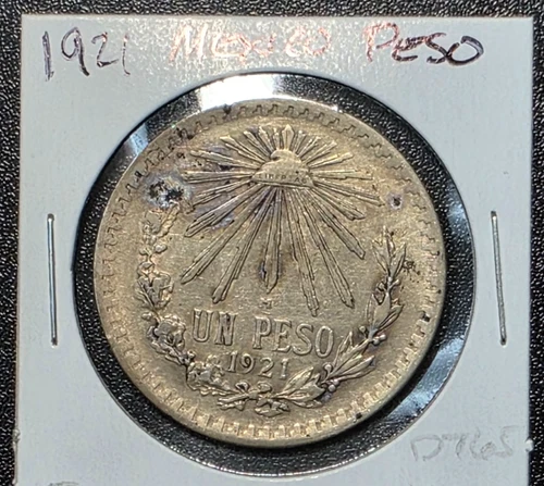 1921 Mexico Un Peso Silver — photo from the most recent tracked eBay sale