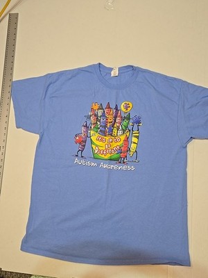 Autism Awareness Its Ok To Be Different Crayon Box Blue T Shirt XL