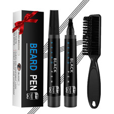 Beard Pencil Filler for Men Black - Beard Pen with Brush, Barber Pencil Smudge-P