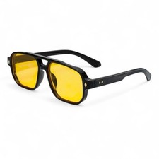 Vintage Y2K Black Yellow Transparent Tinted UV400 Retro Pilot Sunglasses