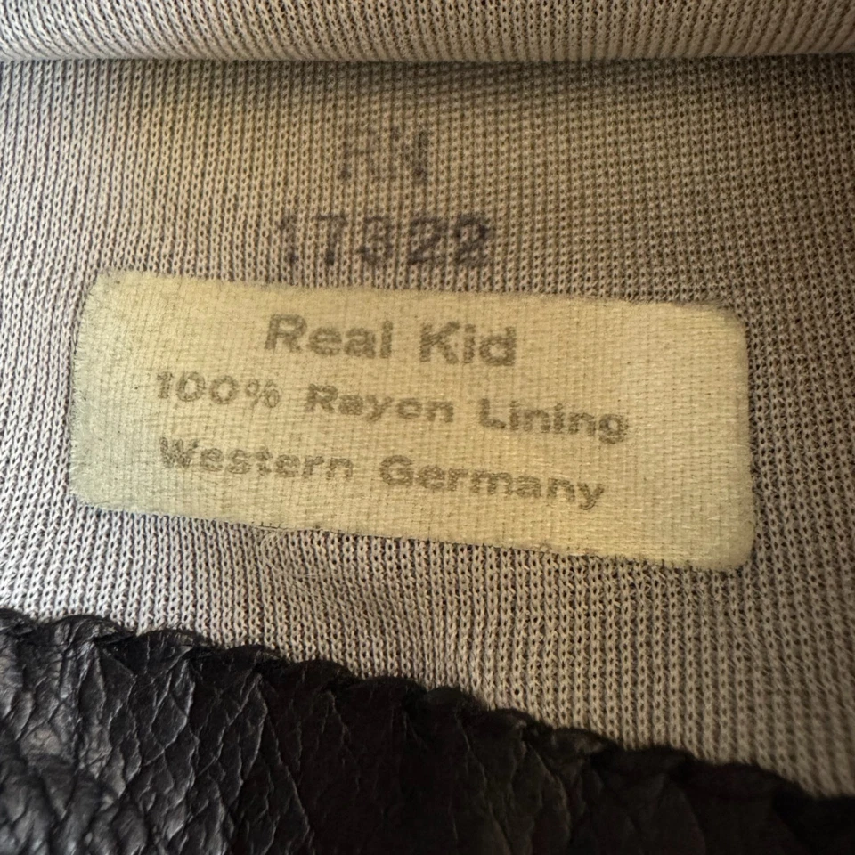 Guantes de cuero para niños de Alemania Occidental de los años 50 negros longitud de 6,5 codo mediados de siglo Foto 4 de 4