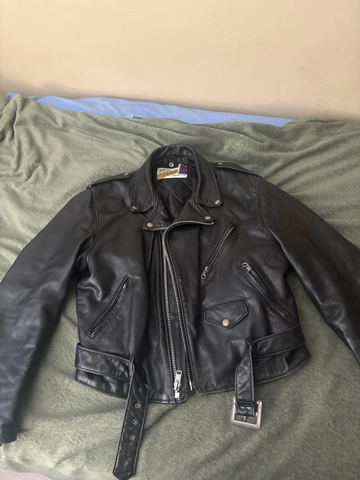 Schott Perfecto Men's Leather Motorcycle Jacket Vintage NYC, Size 42 Medium image 1