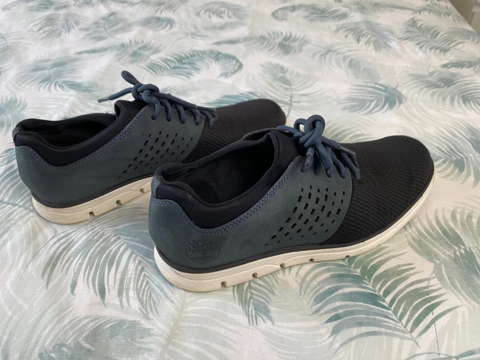 Timberland Navy Bradstreet Fabric & Leather Oxford Sneakers Shoes Size 6.5 - Image 2 of 4