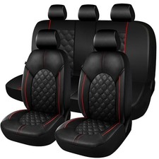 Luxury PU Leather Car Seat Covers Full Set-Waterproof Seat Protectors with Split