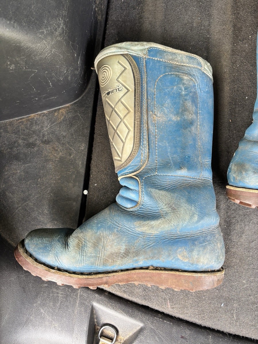 Vintage Alpinestars Hi-Point Motocross Motorcycle Boots Metal Blue