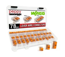 WAGO 221 Lever Nuts 78pc Compact Splicing Wire Connector Assortment with Case...