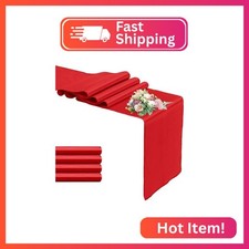 OQSC 5-Pack Satin Table Runner Red 12 x 108 Inch Long Silk Satin Table Runners f