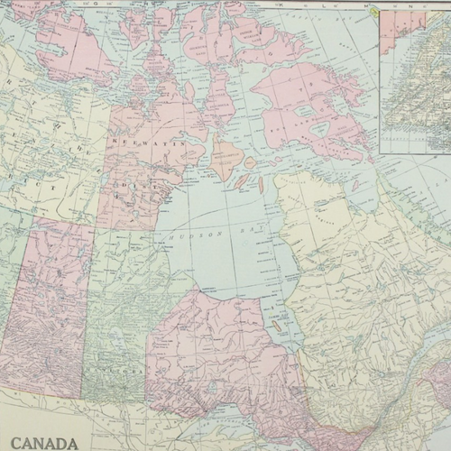 MAP CANADA Large Antique FULL COLOR 1928 21"x14"