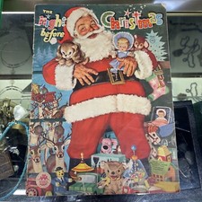 Vintage Merrill Company Linen NIGHT BEFORE CHRISTMAS 1961 VGC