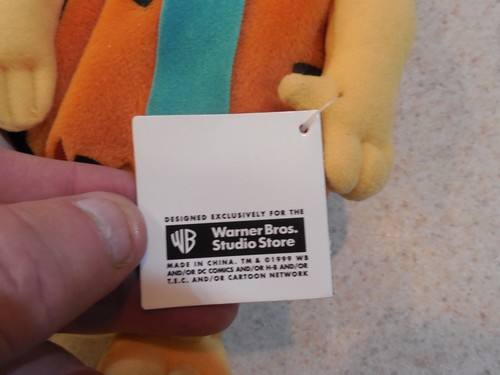 Bolso de peluche vintage Warner Bros Studio Store Barney Fred Picapiedra nuevo con etiquetas 1999 - Imagen 7 de 12