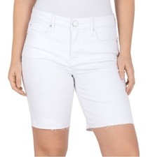 Seven7 Sunset Bermuda Shorts White Size 6 Stretch Denim Mid Rise Cut Hem NEW