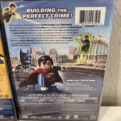 LOT OF 3 DVD LEGO DC JUSTICE LEAGUE BATMAN AQUAMAN FLASH NEW