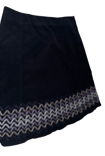 Boden Womens A Line Skirt Sz 4 Black Ribbon Zigzag Embroidery - Picture 2 of 5