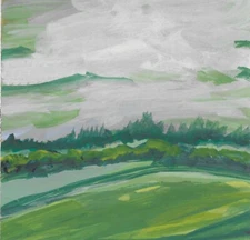 Shout Original Gouache painting 6x6 Landscape Impressionism Gallery Wall Art