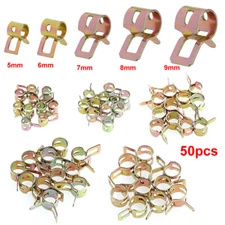 50pcs 6 Sizes Spring Clip Fuel Oil Water Hose Pipe Tube Clamp Fastener 5mm - 9mm