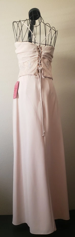 Conjunto de 2 piezas Corsé Milano Desnudo Top Falda Larga Formal Boda Dama de honor Noche Talla M Foto 4 de 4