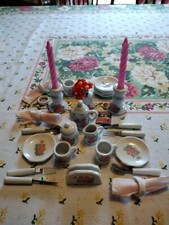 27 Piece Toy China Dish Play Set - Floral Pattern - Maker "TS" 