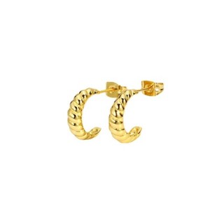 Authentic 18K Gold Plated illusion stud earrings, open hoop earrings one pair JWCY85