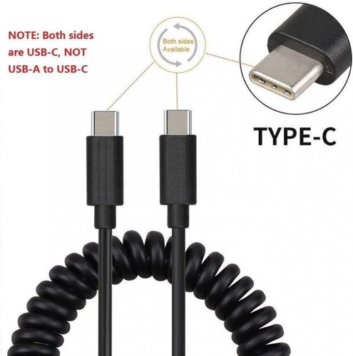 COILED CABLE USB-C TO TYPE-C FAST CHARGER CORD POWER WIRE for PHONES & TABLETS - 第 3/6 張圖片