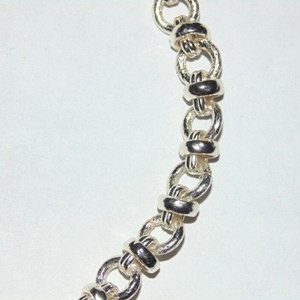 Signed-George-heavy-silver-tone-fancy-chain-necklace-16-034-to-19-034-9-mm-lobster