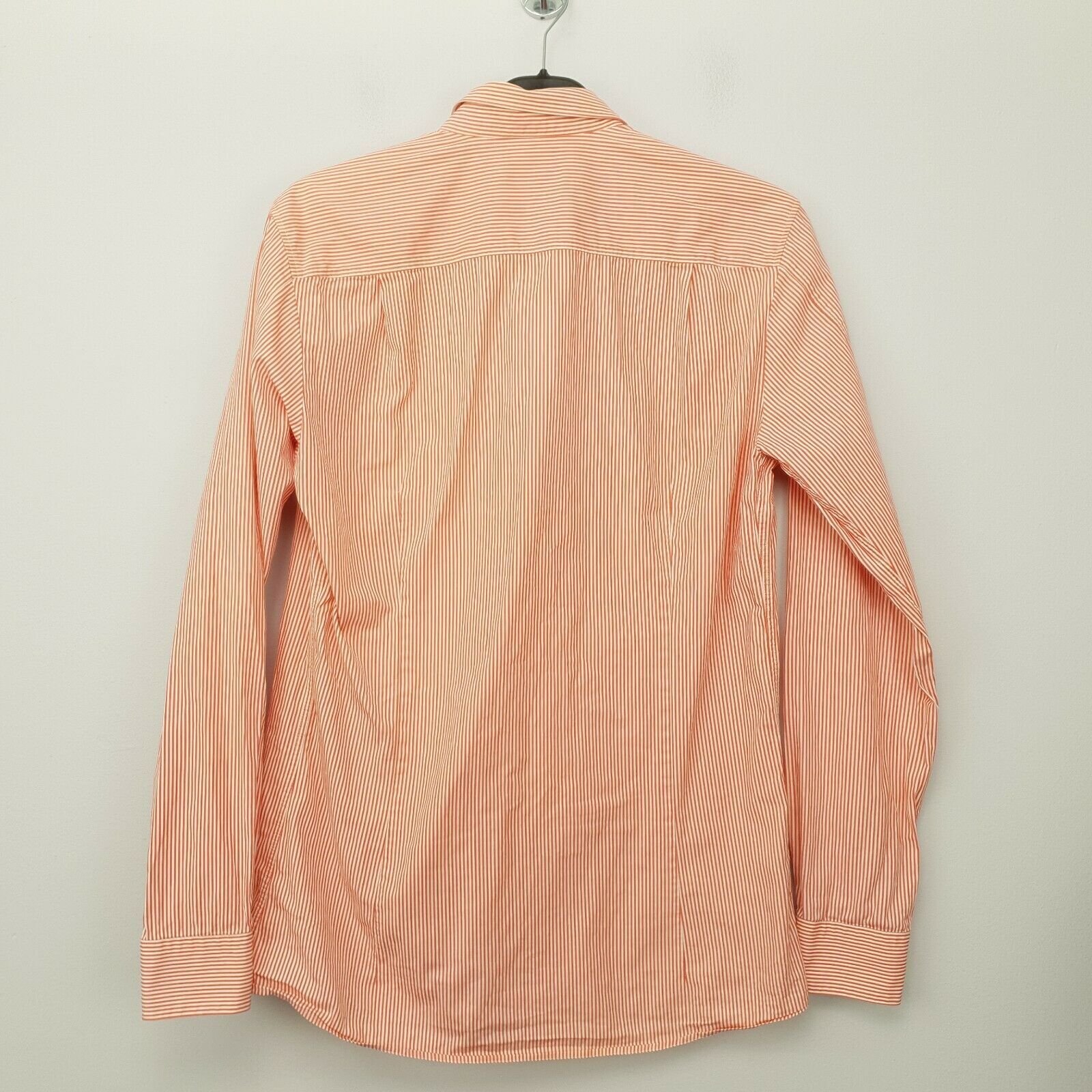 HUGO BOSS Mens Striped Shirt LARGE SLIM FIT Red-Orange Cotton Genuine RRP £90.00 image 3