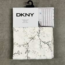 DKNY Promenade Fabric Shower Curtain 72x72 Floral Sticks Branches  Gray White