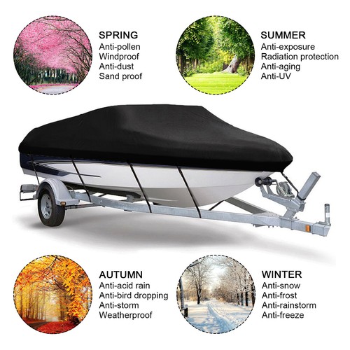 14'/15'/16' Heavy Duty Boat Cover Trailerable Fishing Ski Bass V-Hull Runabouts - Bild 6 von 12
