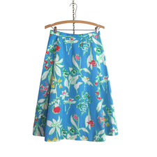 vintage 70s 80s colorful floral print midi skirt S retro mod boho flower vtg