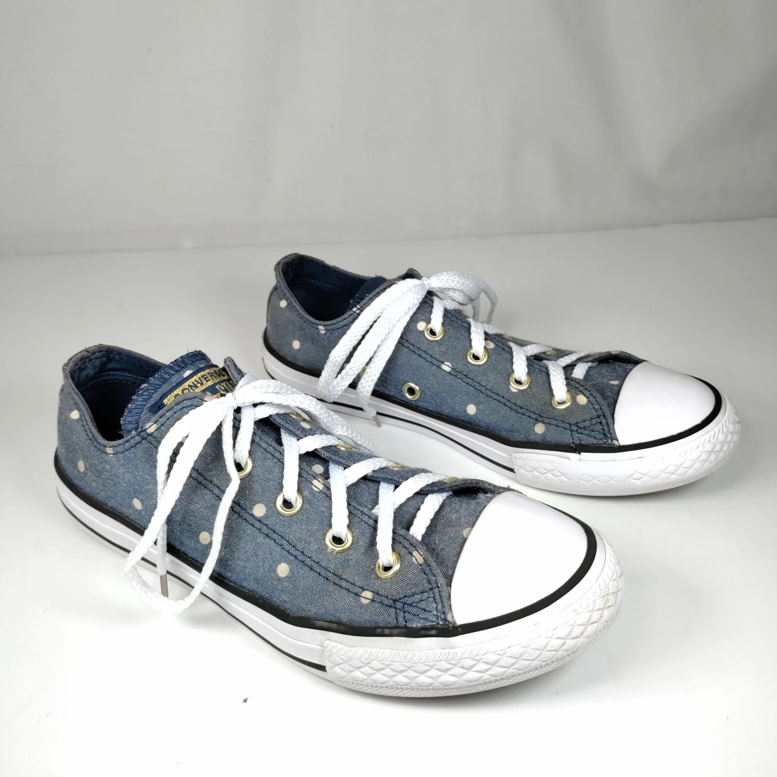 Sneakers Converse All Star blu sbiadite a pois junior taglia 3 basse stringate