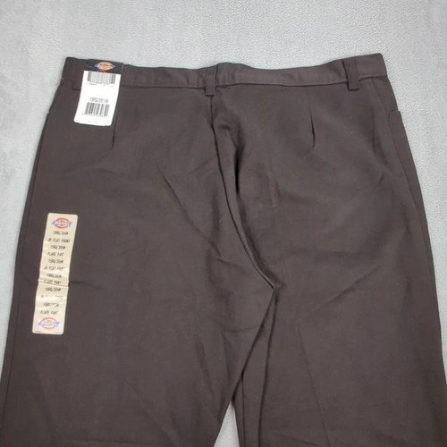 Dickies Pants Junior 15 R 35 x 31 Brown Zip Fly Stretch Flat Front Flare Leg NEW - Picture 16 of 18