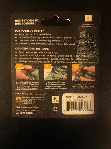 Nathan Run Laces Reflective: One Size Fits All, White New Free Shipping - Picture 2 of 2